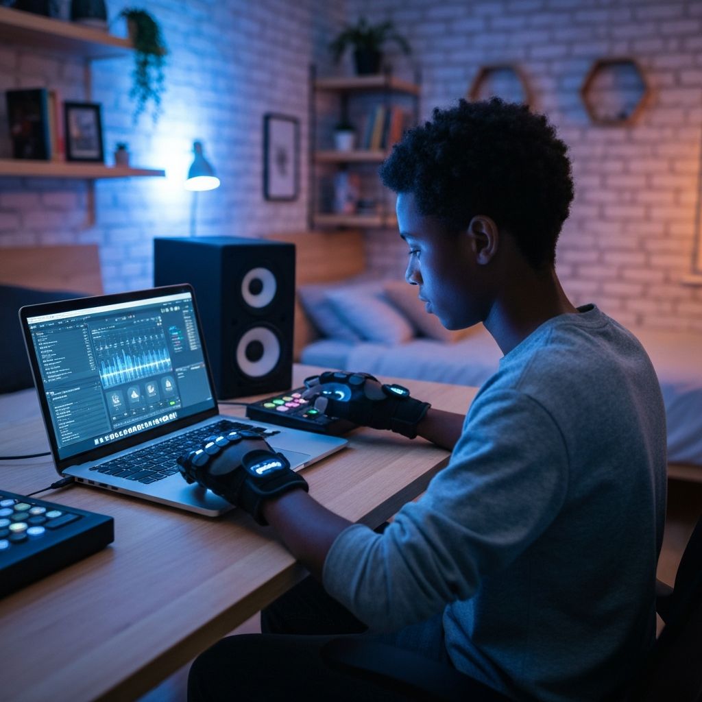 Bedroom producer using BeatGloves