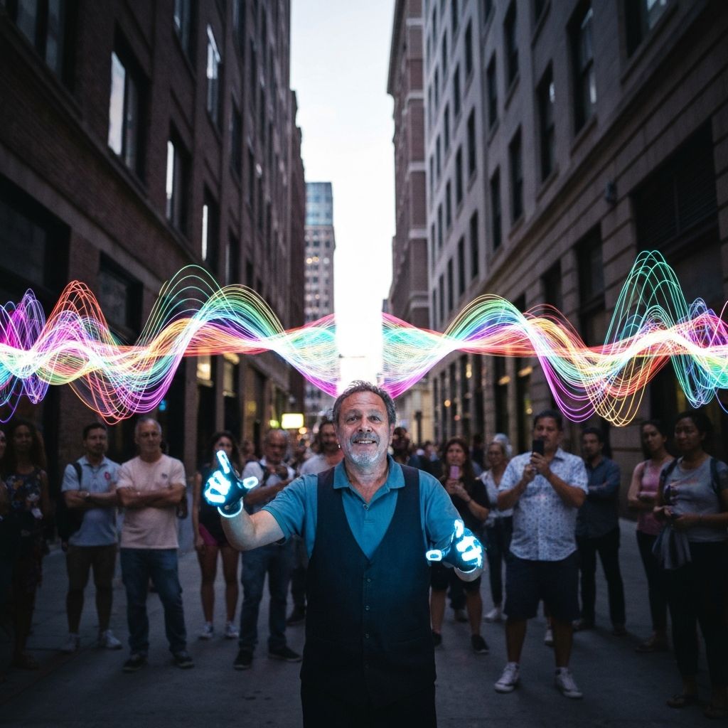 Street performer using BeatGloves